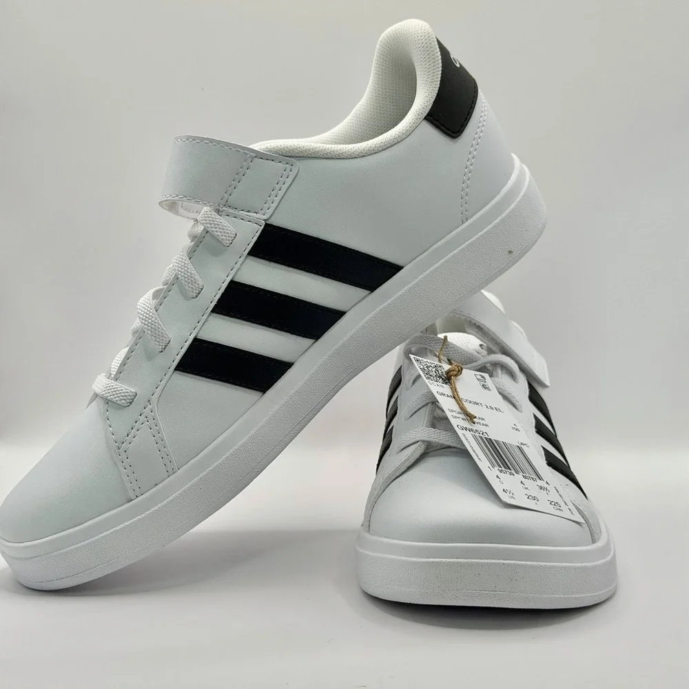 Adidas Grand Court 2.0 EL K White/Black Kid's Sneakers - Size 4.5 NWB GW6521